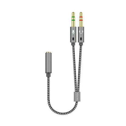 AISENS - Cable Adaptador Audio Jack 3.5 4pines/H-2xjack 3.5 3pines/M  Gris  25cm