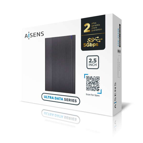 AISENS - Caja Externa 2.5" ASE-2532B 9.5mm SATA A USB 3.0/USB3.1 Gen1  Negra