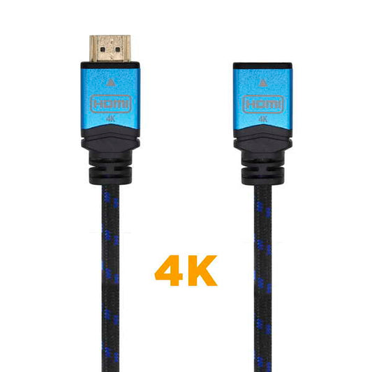 AISENS - Cable HDMI V2.0 Prolongador Premium Alta Velocidad / HEC 4K@60Hz 18Gbps  A/M-A/H  Negro/Azul  3.0m