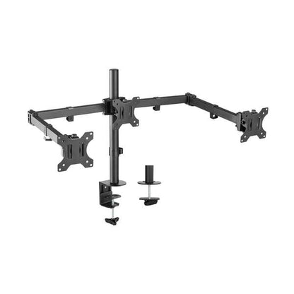 AISENS - Soporte De Mesa Eco Giratorio E Inclinable Para 3 Monitores 7kg (3 Pivotes  2 Brazos) De 13-27  Negro