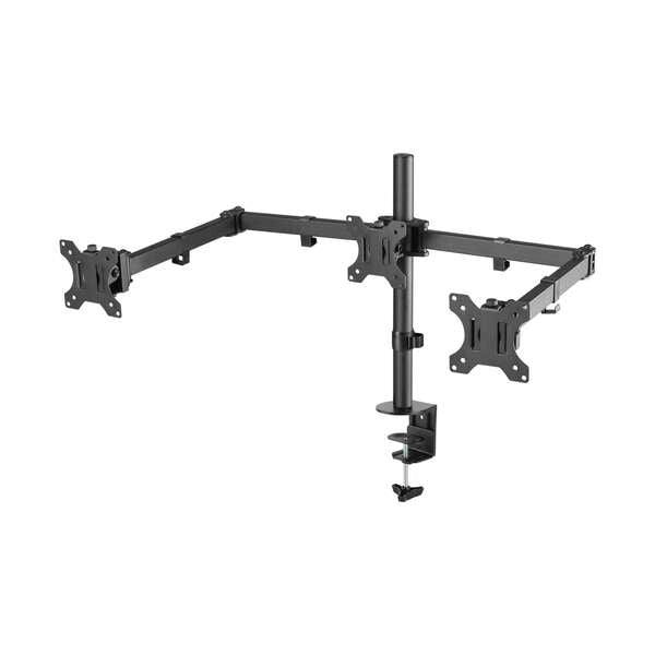 AISENS - Soporte De Mesa Eco Giratorio E Inclinable Para 3 Monitores 7kg (3 Pivotes  2 Brazos) De 13-27  Negro