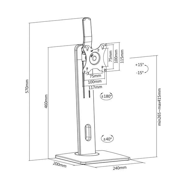 AISENS - Soporte De Mesa Pro Contrapeso Giratorio E Inclinable Para Monitor/TV 7kg De 17-32  Negro