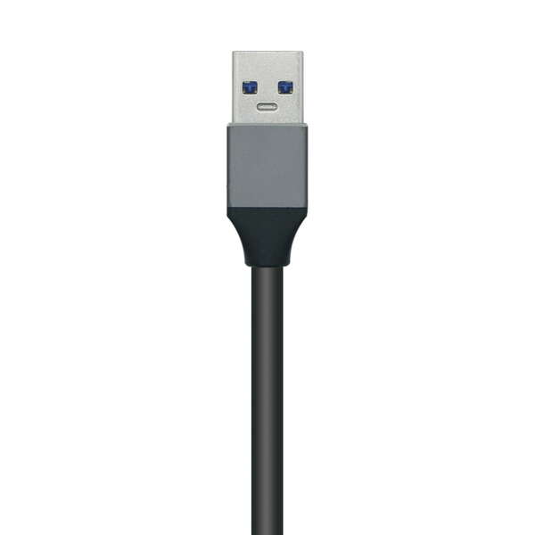 AISENS - Hub USB3.0 Aluminio  Tipo A/M - 4x Tipo A/H  Negro  10 cm