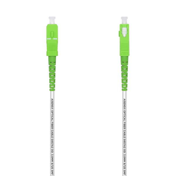 AISENS - Cable Fibra Óptica Latiguillo G657A2 3.0 9/125 SMF Simplex CPR DCA LSZH  SC/APC-SC/APC  Blanco  1.0 m