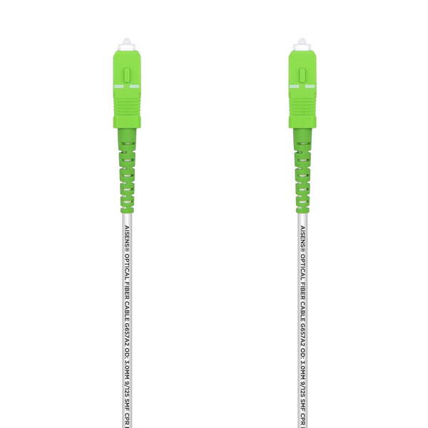 AISENS - Cable Fibra Óptica Latiguillo G657A2 3.0 9/125 SMF Simplex CPR DCA LSZH  SC/APC-SC/APC  Blanco  30 m