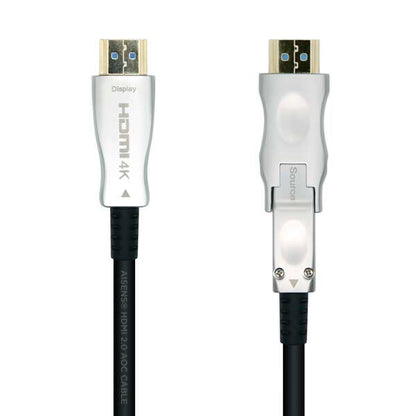 AISENS - Cable HDMI V2.0 AOC Desmontable Premium Alta Velocidad / HEC 4k@60Hz 4:4:4 18Gbps  A/M-D/A/M  Negro  15m