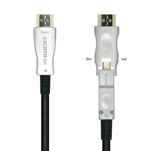 AISENS - Cable HDMI V2.0 AOC Desmontable Premium Alta Velocidad / HEC 4k@60Hz 4:4:4 18Gbps  A/M-D/A/M  Negro  15m