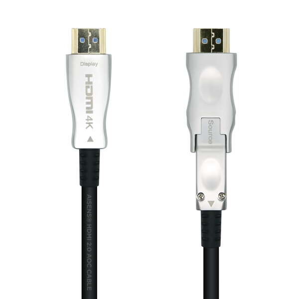 AISENS - Cable HDMI V2.0 AOC Desmontable Premium Alta Velocidad / HEC 4k@60Hz 4:4:4 18Gbps  A/M-D/A/M  Negro  30m