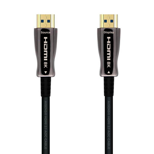 AISENS - Cable HDMI V2.1 AOC Ultra Alta Velocidad / HEC 8k@60Hz 4k@120Hz 4:4:4 48Gbps  A/M-A/M  Negro  50m