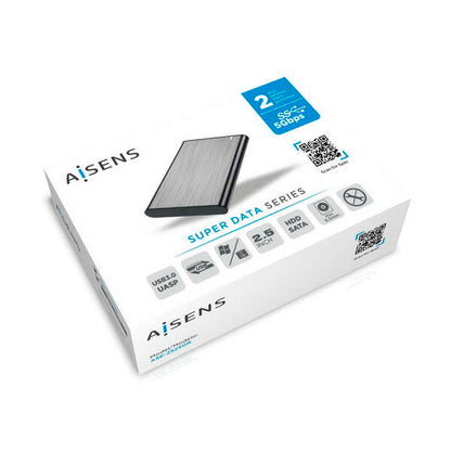 AISENS - Caja Externa 2.5" ASE-2525GR 9.5mm SATA A USB 3.0 / USB 3.1 Gen1  Gris