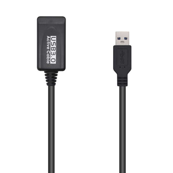 AISENS - Cable USB 3.0 Prolongador Con Amplificador  Tipo A/M-A/H  Negro  5.0m