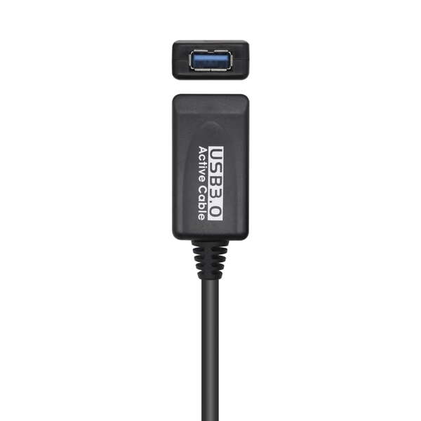 AISENS - Cable USB 3.0 Prolongador Con Amplificador  Tipo A/M-A/H  Negro  5.0m