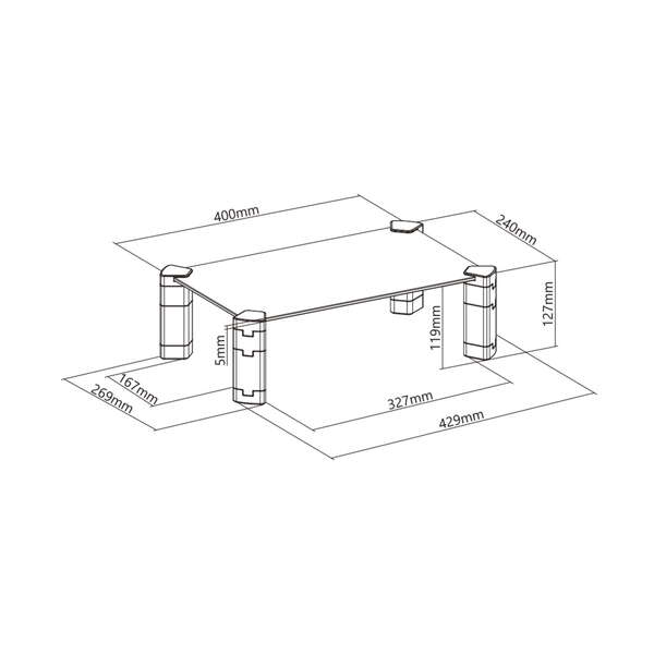 AISENS - Soporte Elevador Cristal para Monitor/Portátil  Negro