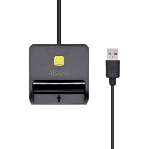 AISENS - Lector de Tarjeta Inteligente DNI con Lector de Tarjetas SIM  SD  Micro SD  MMC  RS-MMC  MMC Micro  Negro