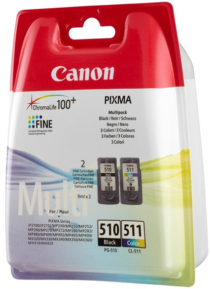 Canon - PG-510 / CL-511 cartucho de tinta 2 pieza(s) Original Negro  Cian  Magenta  Amarillo