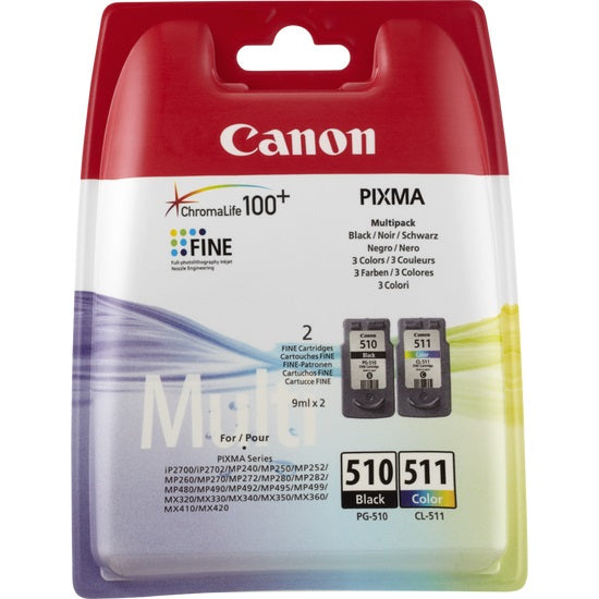 Canon - PG-510 / CL-511 cartucho de tinta 2 pieza(s) Original Negro  Cian  Magenta  Amarillo