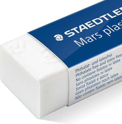 Staedtler Mars Plastic Pack de 3 Gomas de Borrar - Plastico - Alta Precision - Color Blanco 1 pieza(s)