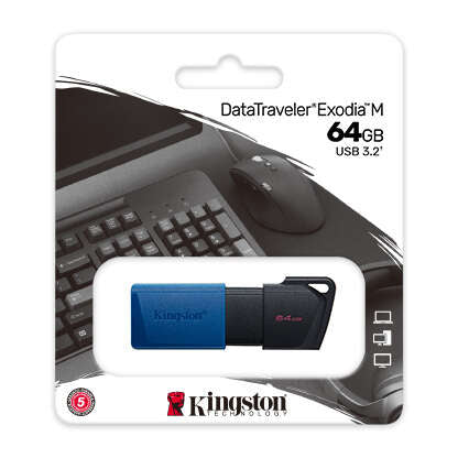 Kingston Technology - DataTraveler Exodia M unidad flash USB 64 GB USB tipo A 3.2 Gen 1 (3.1 Gen 1) Negro  Azul