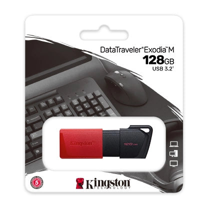 Kingston Technology - DataTraveler Exodia M unidad flash USB 128 GB USB tipo A 3.2 Gen 1 (3.1 Gen 1) Negro  Rojo