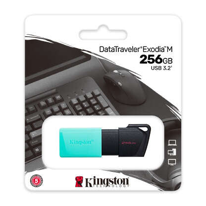 Kingston Technology - DataTraveler Exodia M unidad flash USB 256 GB USB tipo A 3.2 Gen 1 (3.1 Gen 1) Negro  Turquesa