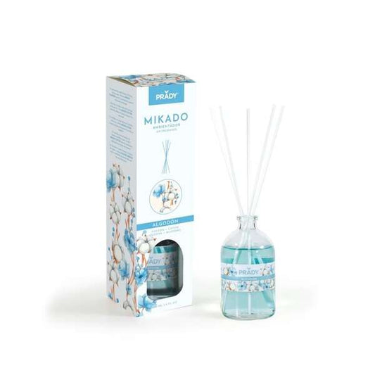 Prady Ambientador Mikado Algodon - Frasco de Cristal 100 ml y Varitas Difusoras 1 pieza(s)