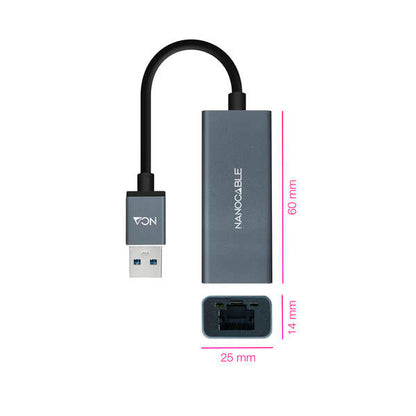 Nanocable Adaptador de Red USB 3.0 a Ethernet Gigabit 10/100/1000 Mbps 1 pieza(s)