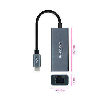 Nanocable Adaptador de Red USB-C a Ethernet Gigabit 10/100/1000 Mbps 1 pieza(s)