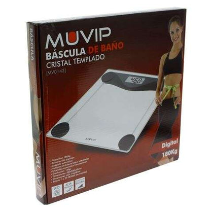 Muvip Bascula Digital de Baño - Cristal Templado - Apagado Automatico - Sensores Alta Precision - Peso Max. 180kg 1 pieza(s)