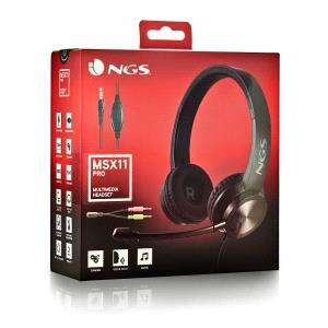 NGS MSX 11 Pro Auriculares con Microfono Flexible - Diadema Ajustable - Almohadillas Acolchadas - Control en Cable - Cable de 1.80m 1 pieza(s)