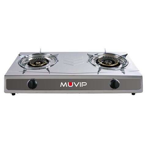 Muvip Serie Strong Cocina de Gas Inox 2 Fuegos - Encendido Piezoelectrico - Quemador de Hierro Fundido Desmontable 1 pieza(s)