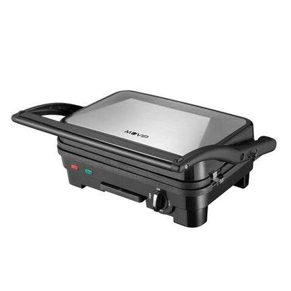 Muvip Sandwichera Inox 1800W - Placas Antiadherentes Reversibles Grill, Lisa - Selector de Temperatura - Placa Superior Basculante - Asas Tacto Frio 1 pieza(s)