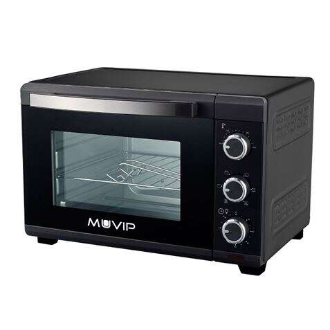 Muvip Horno 1600W 25L - Regulador de Temperatura 100º-230º - Exterior de Acero con Revestimiento - Selector de Tiempo - Puerta de Cristal Templado 1 pieza(s)