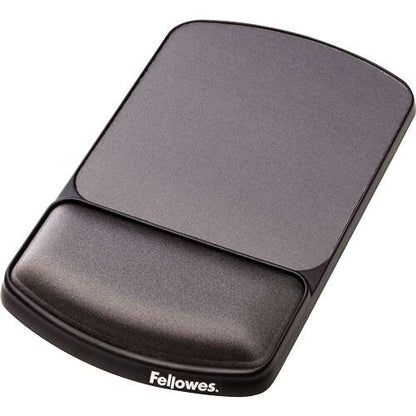 Fellowes Alfombrilla Premiun  con Reposamuñecas Ajustable Gel - Angulo y Altura Ajustable - Superficie de Poliester - Color Negro 1 pieza(s)