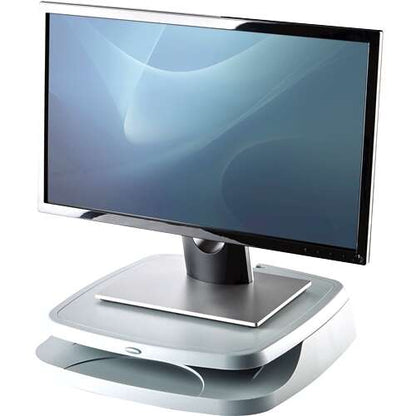 Fellowes Soporte Elevador para Monitor - Ajustable en 3 Alturas - Hasta 36kg - Organizador de Cables - Color Gris 1 pieza(s)