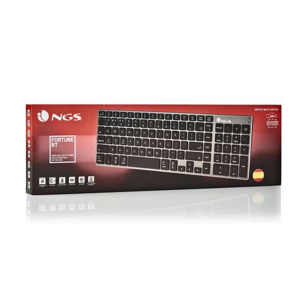 NGS Fortune-BT Teclado Multidispositivo Inalambrico USB Bluetooth - Silencioso - Teclas X-Type - Bateria Recargable 1 pieza(s)