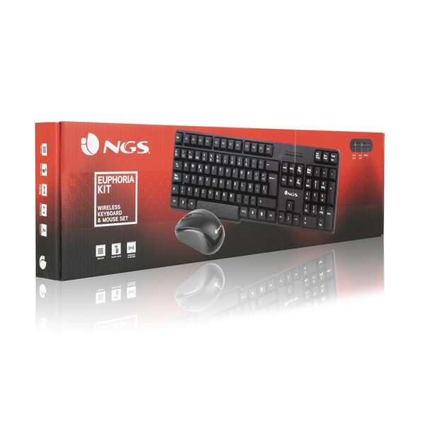 NGS Euphoria Kit Pack Teclado Inalambrico USB + Raton Inalambrico USB 1200dpi 3 Botones - Uso Ambidiestro 1 pieza(s)