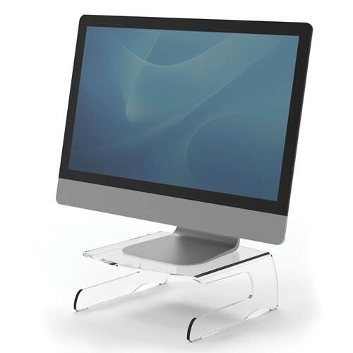 Fellowes Clarity Soporte para Monitor - Altura de 11cm - Resistente Acrilico de 6mm de Espesor - Hasta 6.5kg - Color Transparente 1 pieza(s)