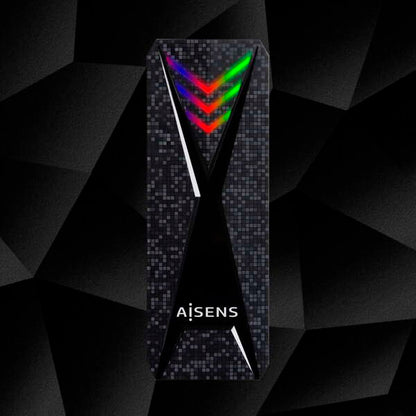 AISENS - Caja Externa M.2 (NGFF) RGB Gaming ASM2-RGB013B NVMe a USB3.2 Gen2  Negra