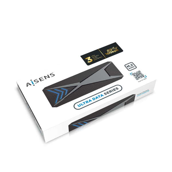 AISENS - Caja Externa M.2 (NGFF) RGB Gaming ASM2-RGB013B NVMe a USB3.2 Gen2  Negra