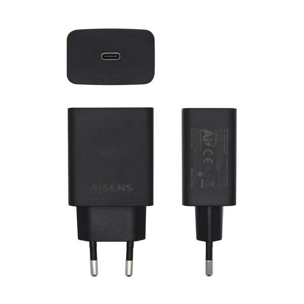 AISENS - Cargador USB-C PD 3.0 1 Puerto 1x USB-C 20 W  Negro