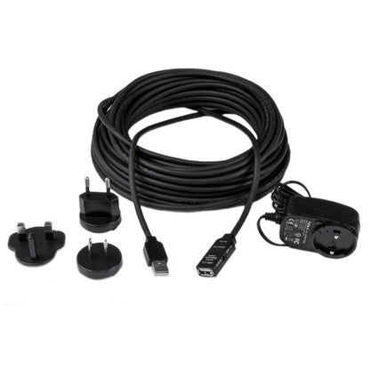 StarTech.com - Cable 15m Extensión Alargador USB 2.0 Activo Amplificado - Macho a Hembra USB A - Negro