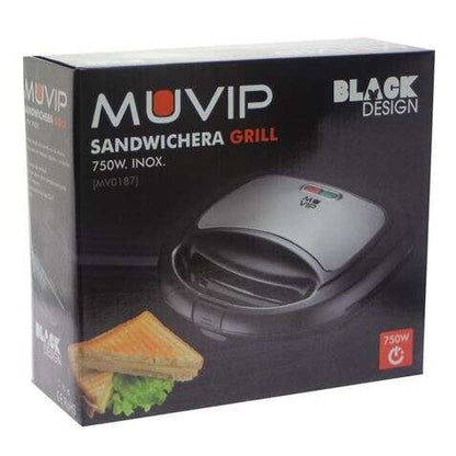 Muvip Sandwichera Grill Inox 750W - Placas Antiadherentes tipo Grill 1 pieza(s)