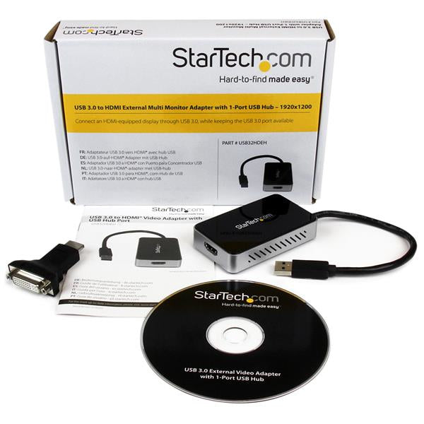 StarTech.com - Adaptador de Vídeo Externo USB 3.0 a HDMI con Hub USB 1 Puerto - Tarjeta Gráfica Cable - 1080p