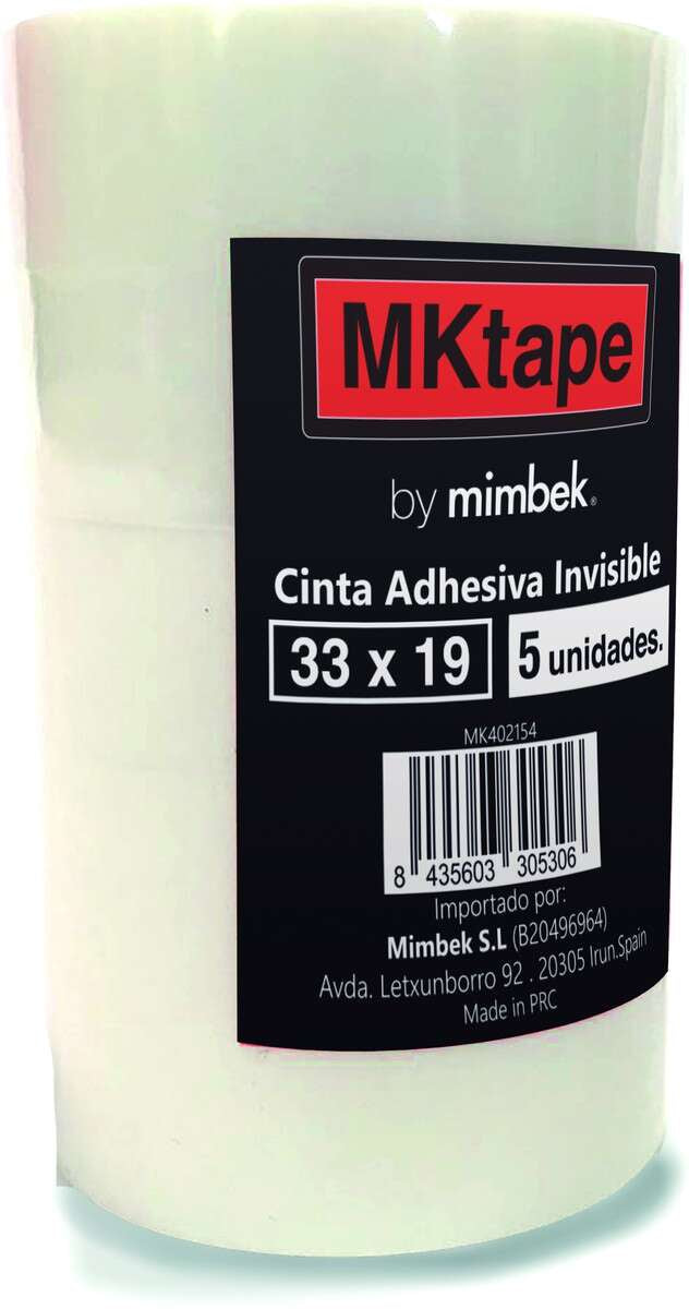 MKtape Pack de 5 Rollos de Cinta Adhesiva Invisible 19mm x 33m 1 pieza(s)