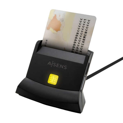 AISENS - Lector De Tarjeta Dni Con Lector De Tarjetas SIM  SD  Micro SD  MMC  RS-MMC  MMC Micro  USB-C  Negro