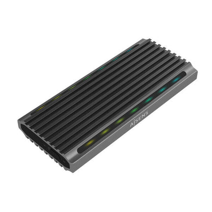 AISENS - Caja Externa M.2 RGB Gaming ASM2-RGB011GR SATA/NVMe A USB3.1 Gen2  Gris