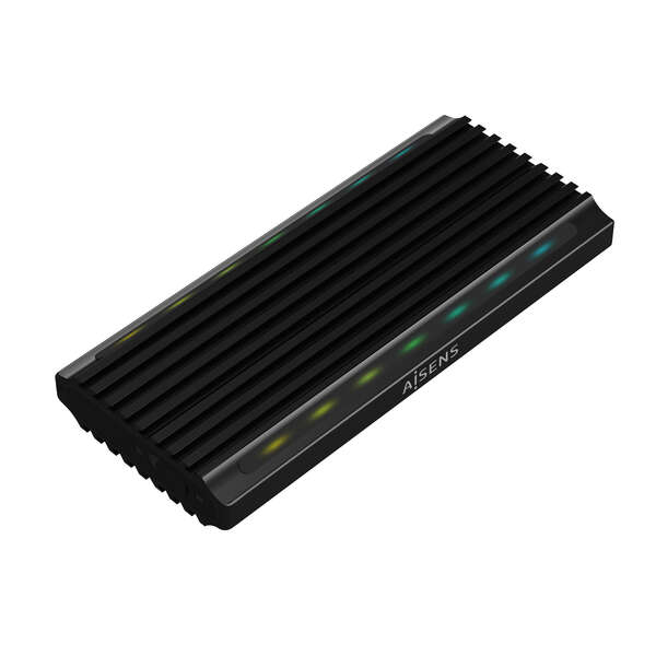 AISENS - Caja Externa M.2 RGB Gaming ASM2-RGB012B SATA/NVMe A USB3.1 Gen2  Negra