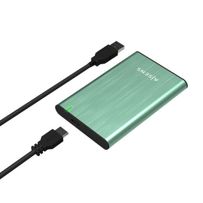 AISENS - Caja Externa 2.5" ASE-2525SGN 9.5 mm SATA A USB 3.0/USB 3.1 Gen1  Verde Primavera