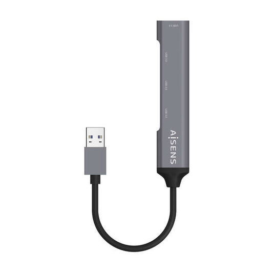 AISENS - Hub USB 3.0 Aluminio  Tipo A/M - 4x Tipo A/H  Gris  10cm