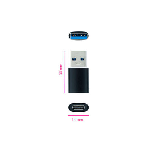 Nanocable - Adaptador USB-A 3.1 a USB-C  USB-A/M-USB-C/H  Negro